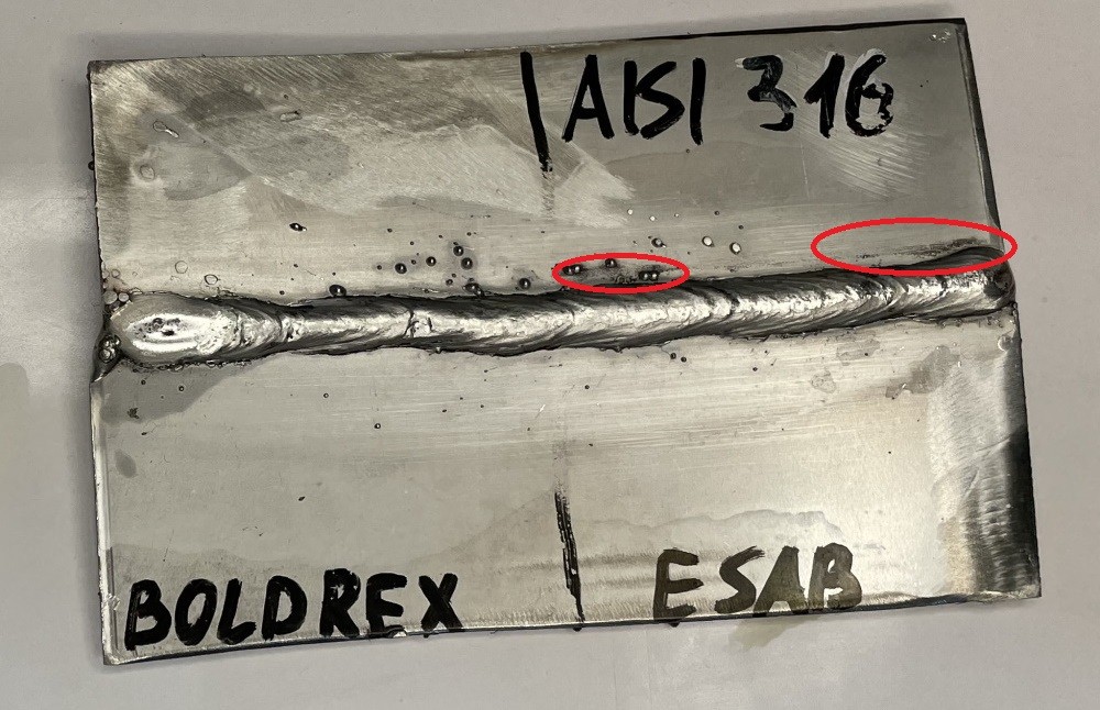 Испытания на 316 стали Boldrex Silver и ESAB Stain Clean